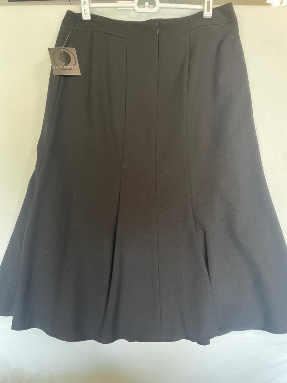 Apostrophe Black Flare Godet Skirt Size 10 NWT